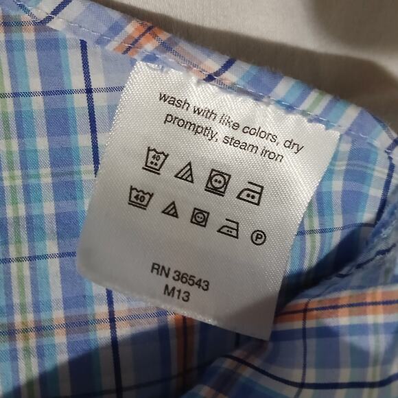 Lauren Ralph Lauren 17x34/35 Long-sleeved blue plaid button-up regular fit - Picture 13 of 14